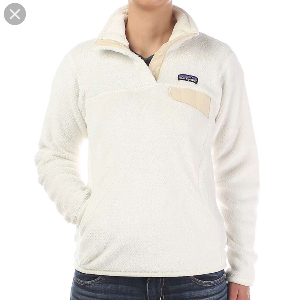 White Patagonia Re-Tool Fleece Pullover